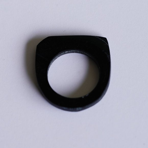 Handmade Black Vinyl Record Ring - Picture 3 of 3